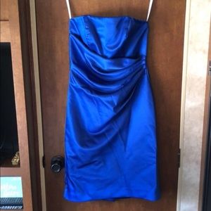 Strapless blue dress
